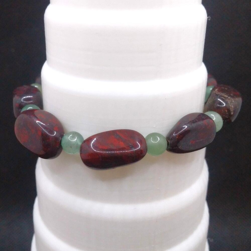 Pietersite Nugget Beaded Bracelet Irregular Sizes Burgundy Green Aventurine NEW - Picture 8 of 10